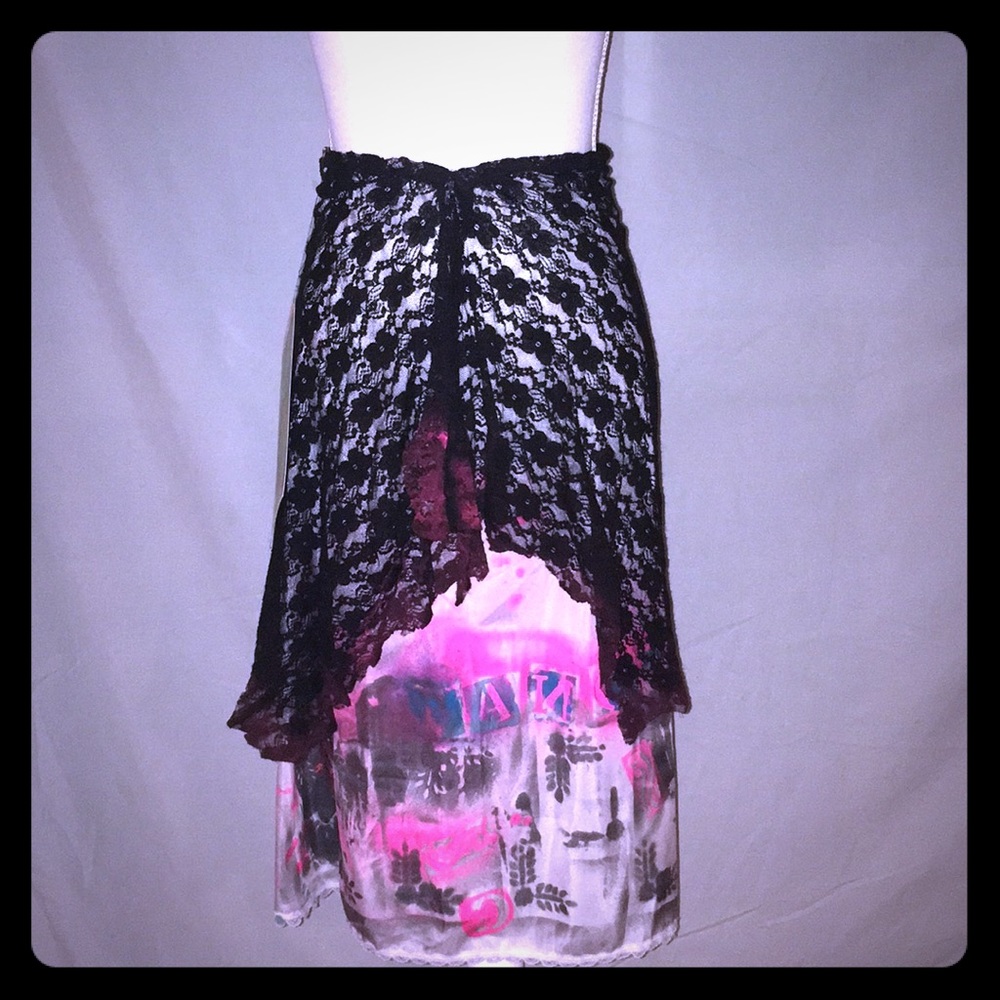 Hand made Urban bohemian layered lace maxi skirt